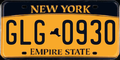 NY license plate GLG0930
