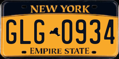 NY license plate GLG0934