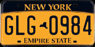 NY license plate GLG0984