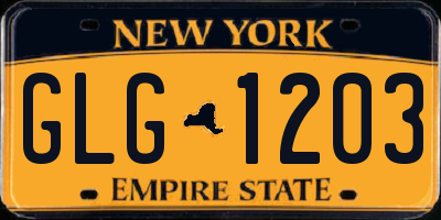 NY license plate GLG1203