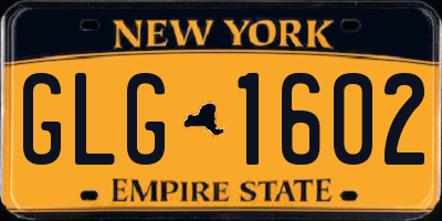NY license plate GLG1602