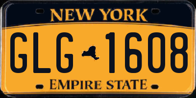 NY license plate GLG1608