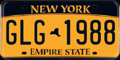 NY license plate GLG1988
