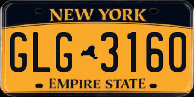 NY license plate GLG3160