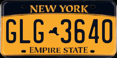 NY license plate GLG3640