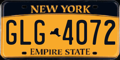 NY license plate GLG4072