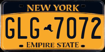 NY license plate GLG7072