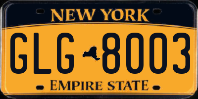 NY license plate GLG8003