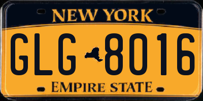 NY license plate GLG8016
