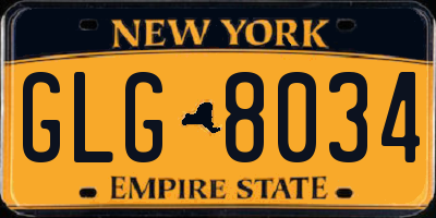 NY license plate GLG8034