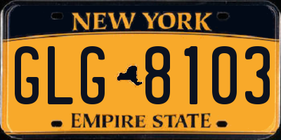 NY license plate GLG8103
