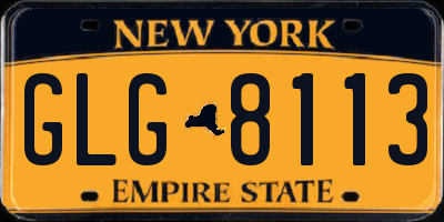 NY license plate GLG8113