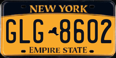 NY license plate GLG8602