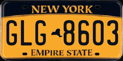 NY license plate GLG8603