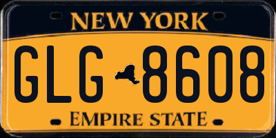 NY license plate GLG8608