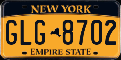 NY license plate GLG8702