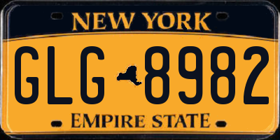 NY license plate GLG8982