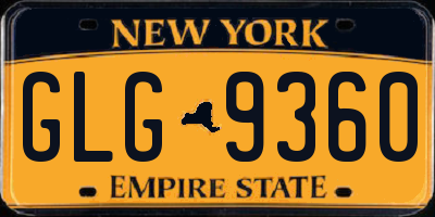 NY license plate GLG9360
