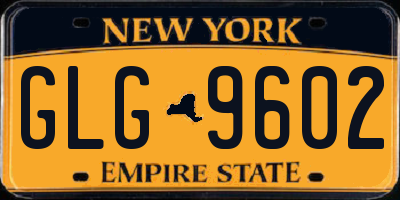 NY license plate GLG9602