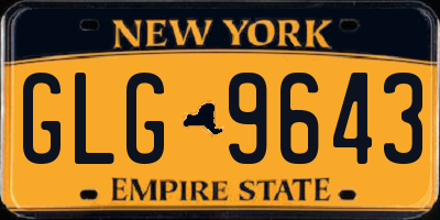 NY license plate GLG9643