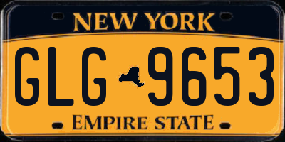 NY license plate GLG9653