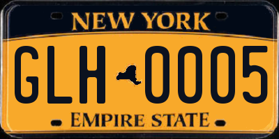 NY license plate GLH0005