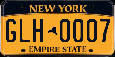 NY license plate GLH0007