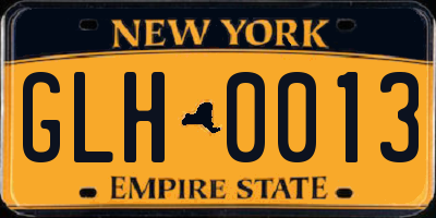 NY license plate GLH0013