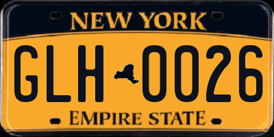 NY license plate GLH0026