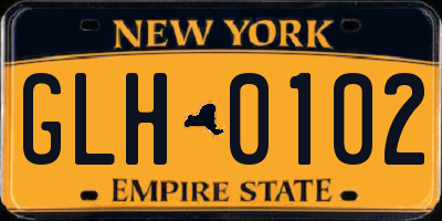NY license plate GLH0102