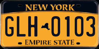 NY license plate GLH0103