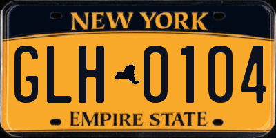 NY license plate GLH0104