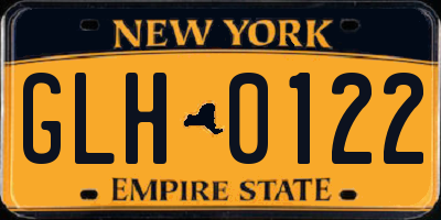 NY license plate GLH0122
