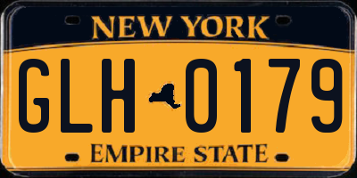 NY license plate GLH0179