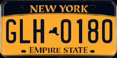 NY license plate GLH0180