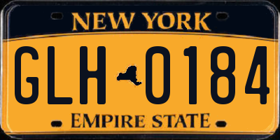 NY license plate GLH0184
