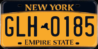 NY license plate GLH0185