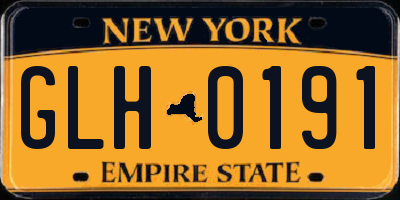 NY license plate GLH0191