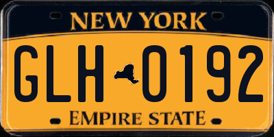 NY license plate GLH0192