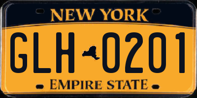 NY license plate GLH0201