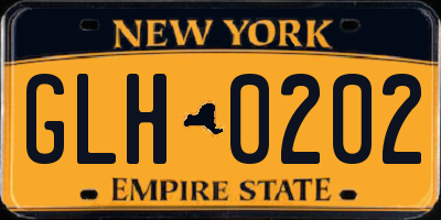 NY license plate GLH0202