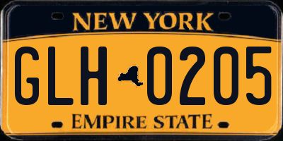 NY license plate GLH0205