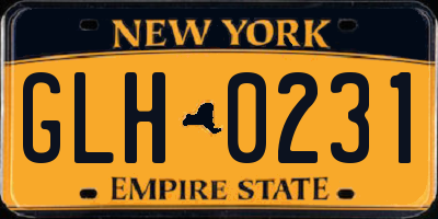 NY license plate GLH0231