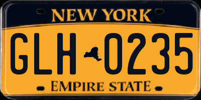 NY license plate GLH0235