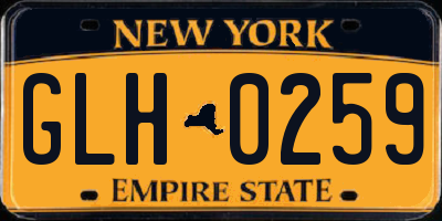 NY license plate GLH0259
