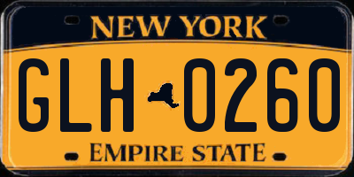 NY license plate GLH0260