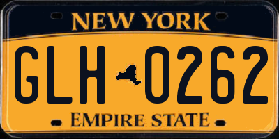 NY license plate GLH0262