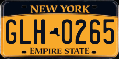 NY license plate GLH0265