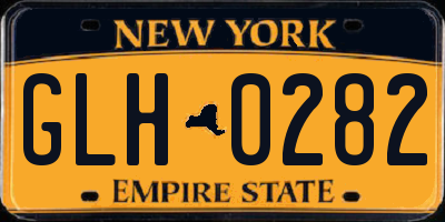 NY license plate GLH0282