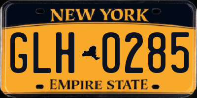 NY license plate GLH0285